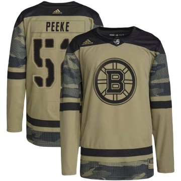 Authentic Adidas Men's Andrew Peeke Boston Bruins Military Appreciation Practice Jersey - Camo
