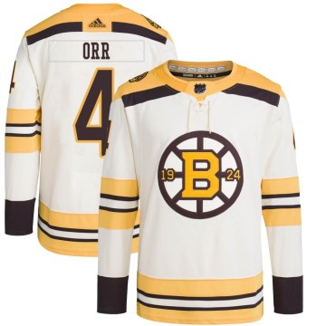 Authentic Adidas Men's Bobby Orr Boston Bruins 100th Anniversary Primegreen Jersey - Cream