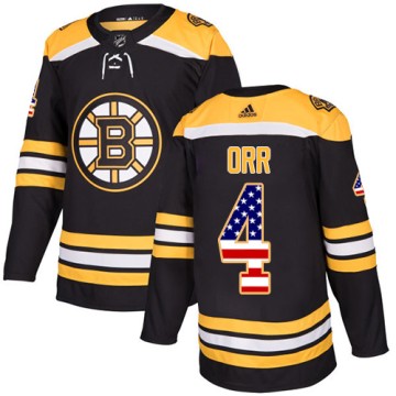Authentic Adidas Men's Bobby Orr Boston Bruins USA Flag Fashion Jersey - Black