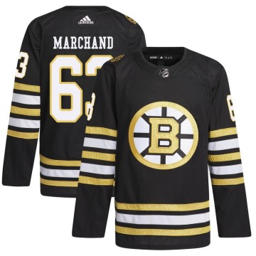 Authentic Adidas Men's Brad Marchand Boston Bruins 100th Anniversary Primegreen Jersey - Black