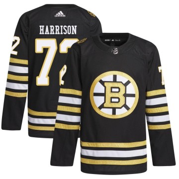 Authentic Adidas Men's Brett Harrison Boston Bruins 100th Anniversary Primegreen Jersey - Black
