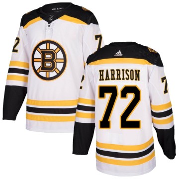 Authentic Adidas Men's Brett Harrison Boston Bruins Away Jersey - White