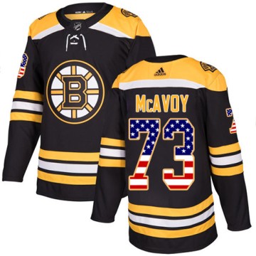 Authentic Adidas Men's Charlie McAvoy Boston Bruins USA Flag Fashion Jersey - Black