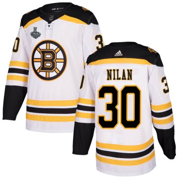 Authentic Adidas Men's Chris Nilan Boston Bruins Away 2019 Stanley Cup Final Bound Jersey - White