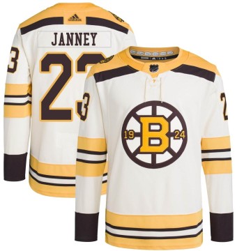 Authentic Adidas Men's Craig Janney Boston Bruins 100th Anniversary Primegreen Jersey - Cream