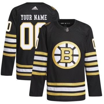 Authentic Adidas Men's Custom Boston Bruins Custom 100th Anniversary Primegreen Jersey - Black