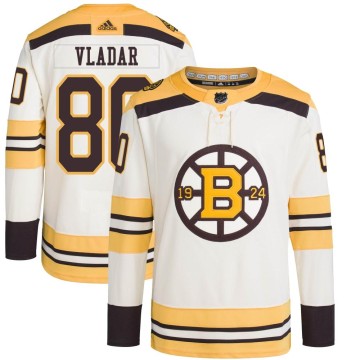 Authentic Adidas Men's Daniel Vladar Boston Bruins 100th Anniversary Primegreen Jersey - Cream