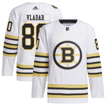 Authentic Adidas Men's Daniel Vladar Boston Bruins 100th Anniversary Primegreen Jersey - White