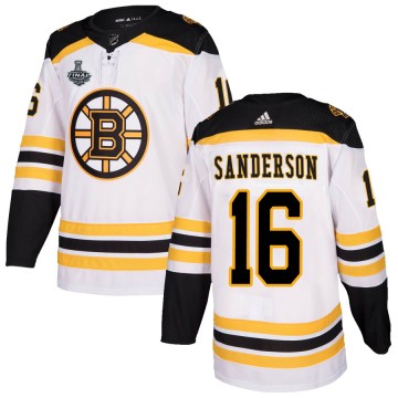 Authentic Adidas Men's Derek Sanderson Boston Bruins Away 2019 Stanley Cup Final Bound Jersey - White