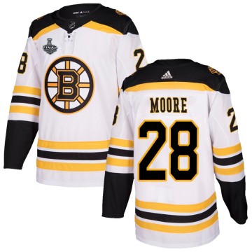 Authentic Adidas Men's Dominic Moore Boston Bruins Away 2019 Stanley Cup Final Bound Jersey - White