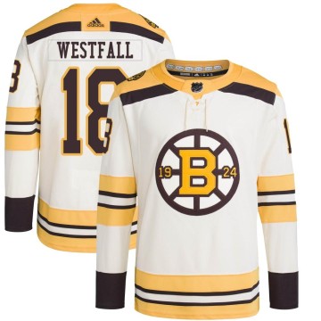 Authentic Adidas Men's Ed Westfall Boston Bruins 100th Anniversary Primegreen Jersey - Cream