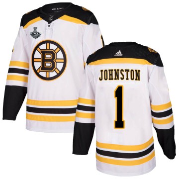 Authentic Adidas Men's Eddie Johnston Boston Bruins Away 2019 Stanley Cup Final Bound Jersey - White