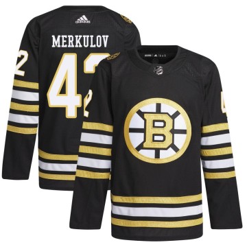 Authentic Adidas Men's Georgii Merkulov Boston Bruins 100th Anniversary Primegreen Jersey - Black