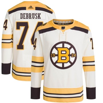 Authentic Adidas Men's Jake DeBrusk Boston Bruins 100th Anniversary Primegreen Jersey - Cream