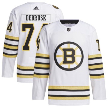 Authentic Adidas Men's Jake DeBrusk Boston Bruins 100th Anniversary Primegreen Jersey - White