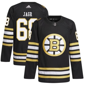 Authentic Adidas Men's Jaromir Jagr Boston Bruins 100th Anniversary Primegreen Jersey - Black