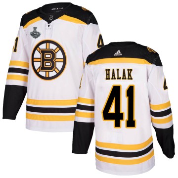 Authentic Adidas Men's Jaroslav Halak Boston Bruins Away 2019 Stanley Cup Final Bound Jersey - White