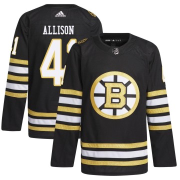Authentic Adidas Men's Jason Allison Boston Bruins 100th Anniversary Primegreen Jersey - Black