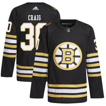 Authentic Adidas Men's Jim Craig Boston Bruins 100th Anniversary Primegreen Jersey - Black