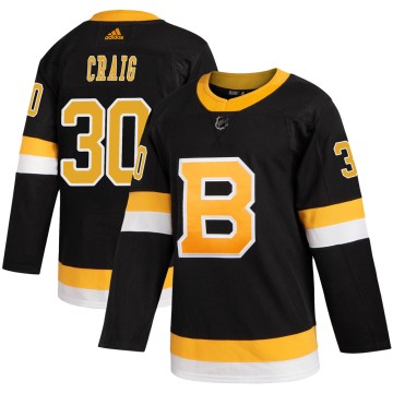 Authentic Adidas Men's Jim Craig Boston Bruins Alternate Jersey - Black