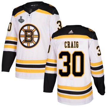 Authentic Adidas Men's Jim Craig Boston Bruins Away 2019 Stanley Cup Final Bound Jersey - White