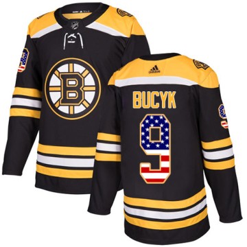 Authentic Adidas Men's Johnny Bucyk Boston Bruins USA Flag Fashion Jersey - Black