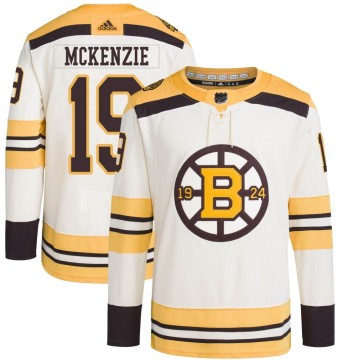 Authentic Adidas Men's Johnny Mckenzie Boston Bruins 100th Anniversary Primegreen Jersey - Cream