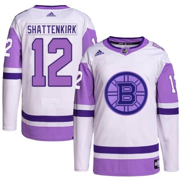 Authentic Adidas Men's Kevin Shattenkirk Boston Bruins Hockey Fights Cancer Primegreen Jersey - White/Purple