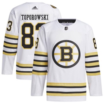 Authentic Adidas Men's Luke Toporowski Boston Bruins 100th Anniversary Primegreen Jersey - White