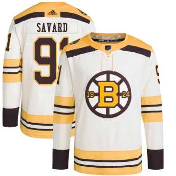 Authentic Adidas Men's Marc Savard Boston Bruins 100th Anniversary Primegreen Jersey - Cream