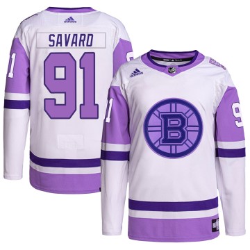 Authentic Adidas Men's Marc Savard Boston Bruins Hockey Fights Cancer Primegreen Jersey - White/Purple