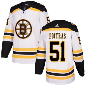 Authentic Adidas Men's Matthew Poitras Boston Bruins Away Jersey - White