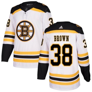 Authentic Adidas Men's Patrick Brown Boston Bruins Away Jersey - White