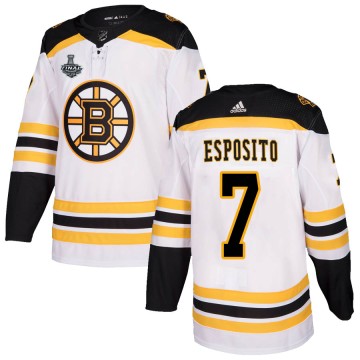 Authentic Adidas Men's Phil Esposito Boston Bruins Away 2019 Stanley Cup Final Bound Jersey - White