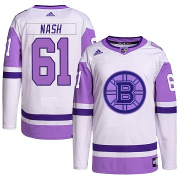 Authentic Adidas Men's Rick Nash Boston Bruins Hockey Fights Cancer Primegreen Jersey - White/Purple