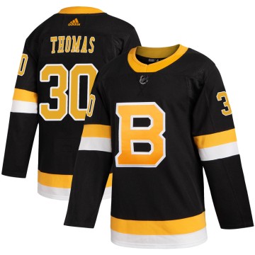Authentic Adidas Men's Tim Thomas Boston Bruins Alternate Jersey - Black