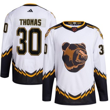 Authentic Adidas Men's Tim Thomas Boston Bruins Reverse Retro 2.0 Jersey - White