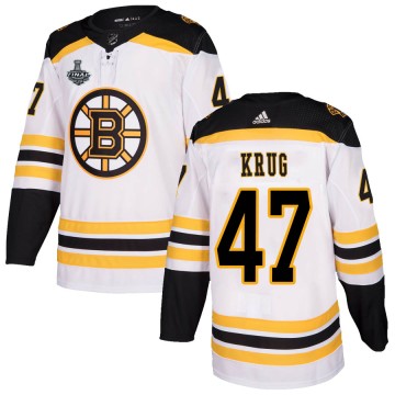 Authentic Adidas Men's Torey Krug Boston Bruins Away 2019 Stanley Cup Final Bound Jersey - White