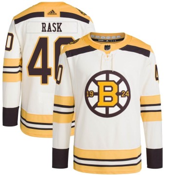 Authentic Adidas Men's Tuukka Rask Boston Bruins 100th Anniversary Primegreen Jersey - Cream