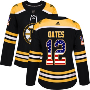 Authentic Adidas Women's Adam Oates Boston Bruins USA Flag Fashion Jersey - Black