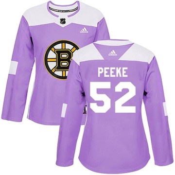 Authentic Adidas Women's Andrew Peeke Boston Bruins Fights Cancer Practice Jersey - Purple