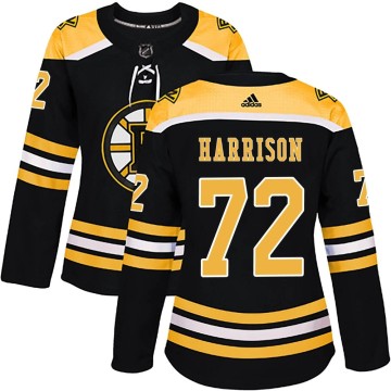 Authentic Adidas Women's Brett Harrison Boston Bruins Home Jersey - Black