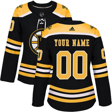Authentic Adidas Women's Custom Boston Bruins Home Jersey - Black