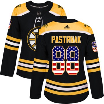 Authentic Adidas Women's David Pastrnak Boston Bruins USA Flag Fashion Jersey - Black