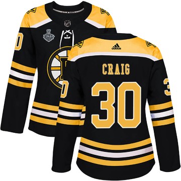 Authentic Adidas Women's Jim Craig Boston Bruins Home 2019 Stanley Cup Final Bound Jersey - Black