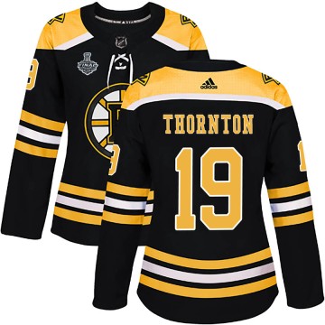 Authentic Adidas Women's Joe Thornton Boston Bruins Home 2019 Stanley Cup Final Bound Jersey - Black