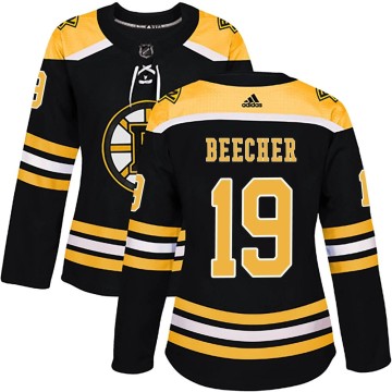 Authentic Adidas Women's Johnny Beecher Boston Bruins Home Jersey - Black