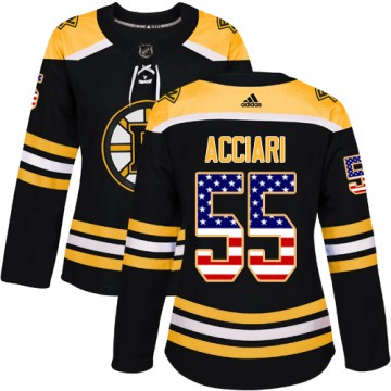Authentic Adidas Women's Noel Acciari Boston Bruins USA Flag Fashion Jersey - Black