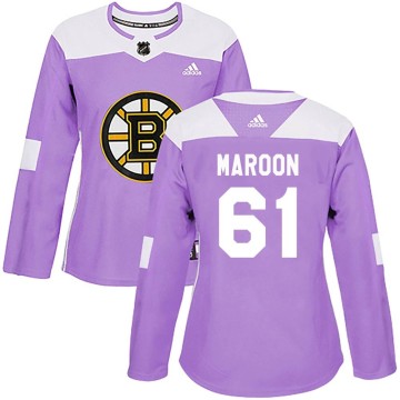 Authentic Adidas Women's Pat Maroon Boston Bruins Fights Cancer Practice Jersey - Purple