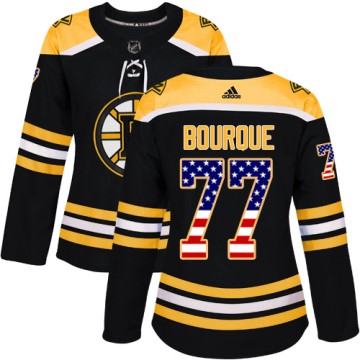 Authentic Adidas Women's Ray Bourque Boston Bruins USA Flag Fashion Jersey - Black